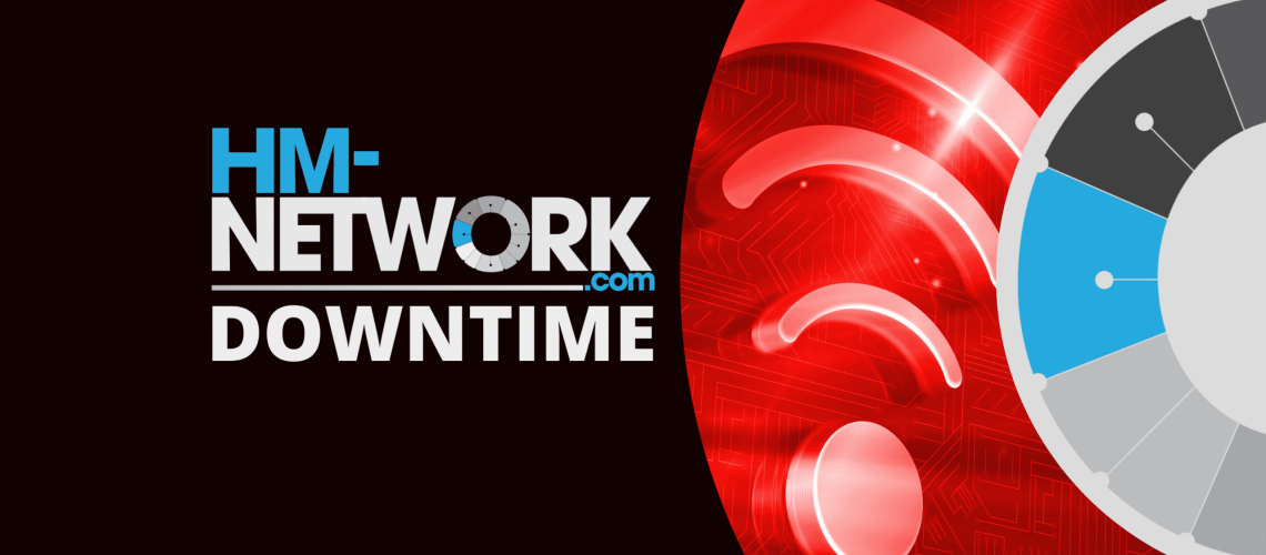 Network downtime graphic with logo